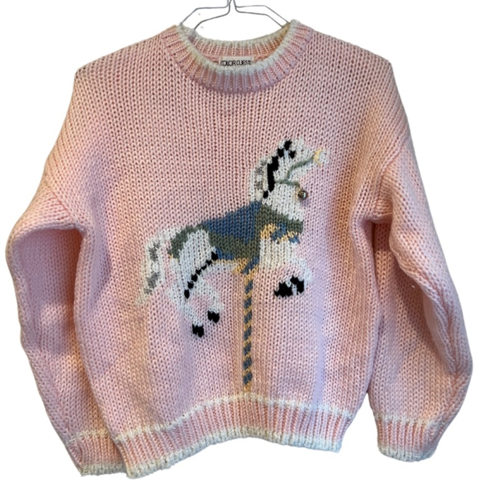 1980’s vintage handmade COLOR CUES knitted sweater size medium